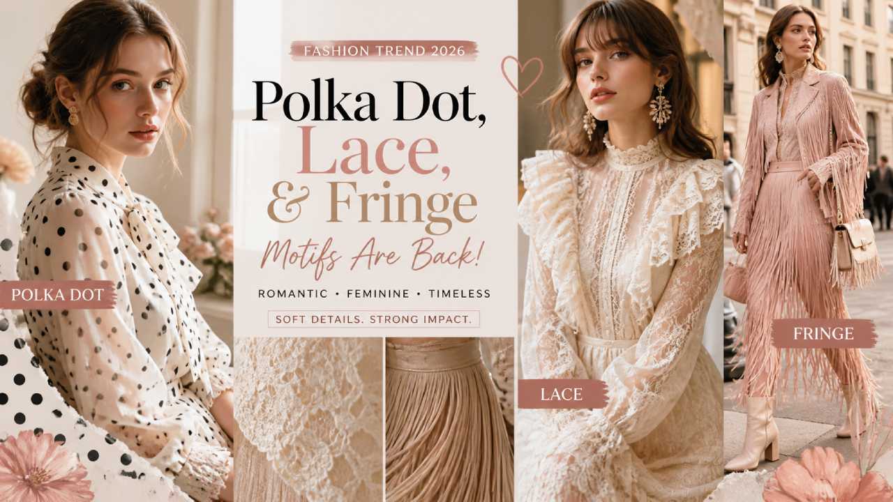 Polka dot, lace, and fringe motifs will go viral again as fashion trends become more romantic